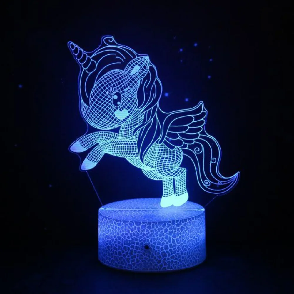 3D Unicorn Lamp Led Night Light for Girls Room Decor Color Changing USB Table Bedside Lamp Birthday Christmas Gift for Kids