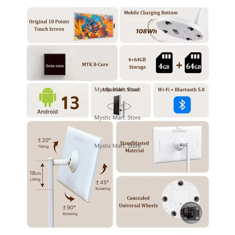 2025 novo digital inteligente android 27 Polegada display de tv branca com luz de fundo led tela de toque capacitiva portátil smart tv