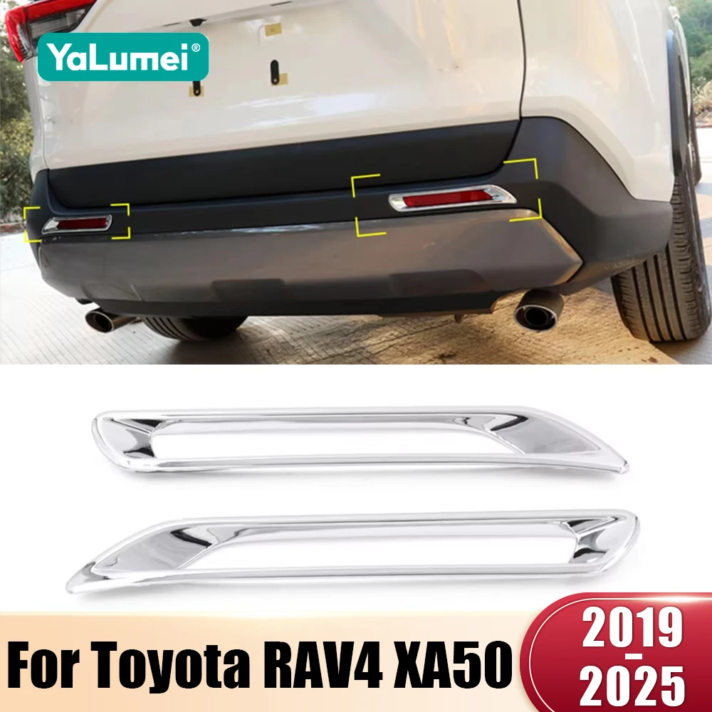 For Toyota RAV4 XA50 2019 2020 2021 2022 2023 2024 2025 RAV 4 Hybrid ABS Car Rear Fog Light Decoration Frame Cover Trim Stickers