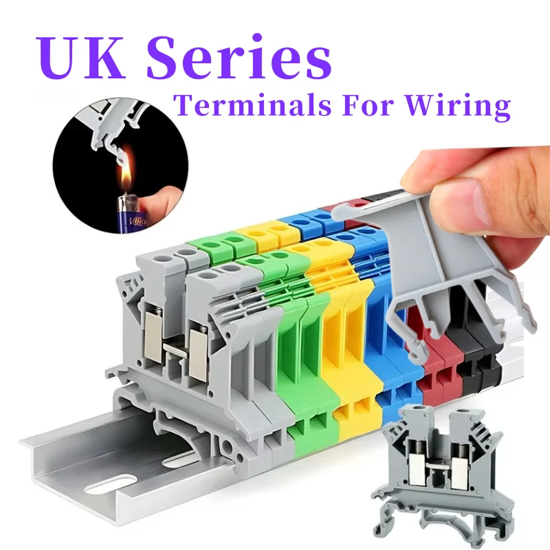 Superior UK Terminals Screw Clamp Connector for Wiring, Brass DIN Rail Connector, UK1.5N/2.5B/3N/5N/6N/10N/16N/25N/35N/50N