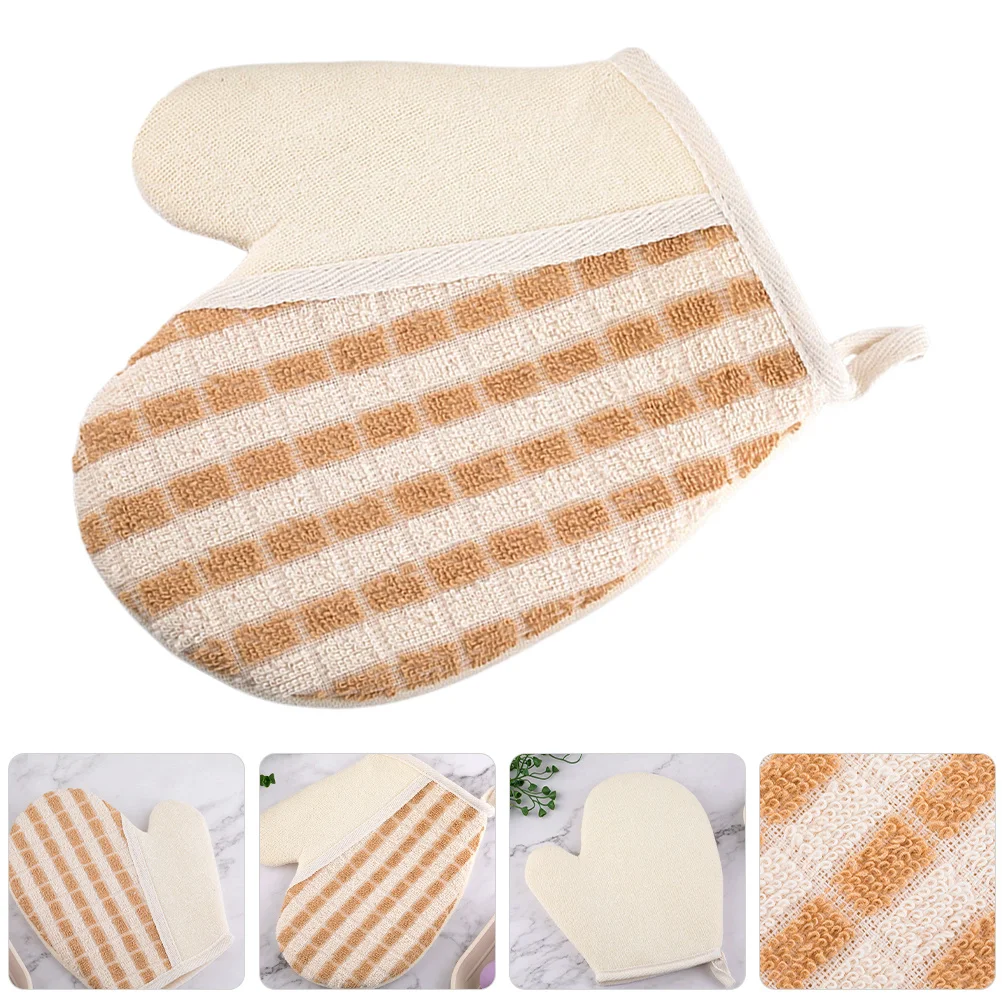 

Linen Exfoliating Shower Glove Bath Mitt Body Scrub Gloves Washable Spa Gloves for Women Deep Cleansing Bath Mittens