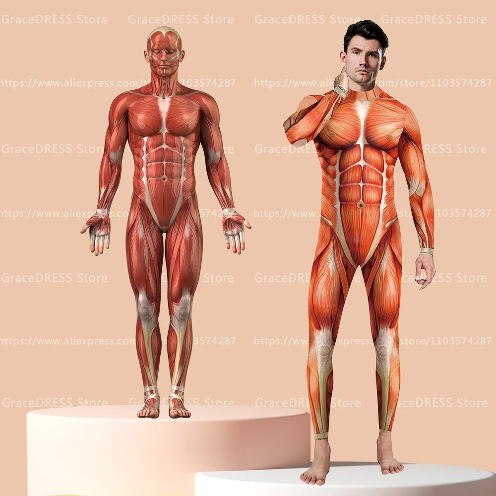 Funny Carnival Muscle Jumpsuit Outfits Hero Cosplay Custom 3D Printing Anime Bodysuit Zentai Adult Halloween Purim Catsuit