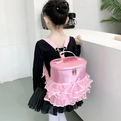 Children Dance Training Bag Durable Gauze Skirt Backpack Cute Pink Girls Kids Stage Show Supplies Storage Shoulder Bag Tutoring