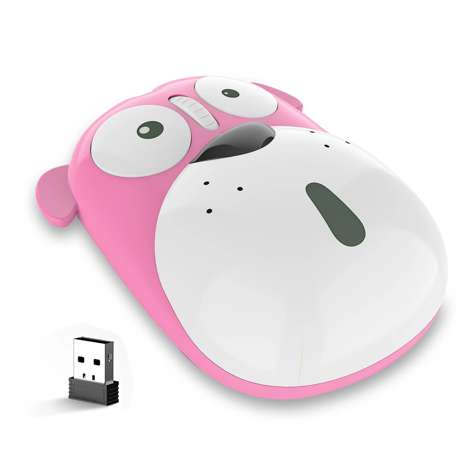 

Pink Cute Puppy Cartoon Mouse Rechargeable 2.4G USB Optical Wireless Mause Mini Mute Computer Laptop Mice for Kid Girls Gifts