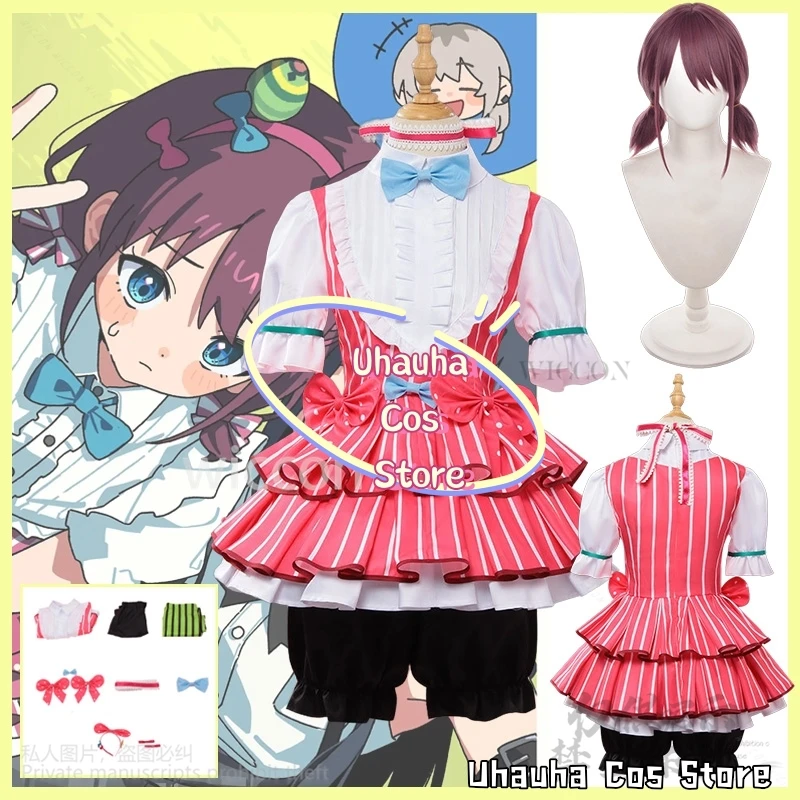 Nina Iseri Cosplay Anime Mädchen Band Cry Kostüm Rosa Lolita Rock Prinzessin Kleid Perücke Frau Sexy Kawaii Karneval Anzug Angepasst