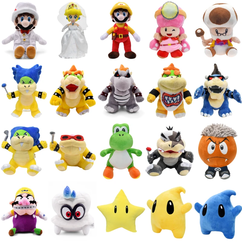 

Kawaii Mario Bros Bowser JR. Princess Peach Yoshi Ludwig Soft Plush Toy Toadette Super Star Cappy Roy Morton Peluche Dolls