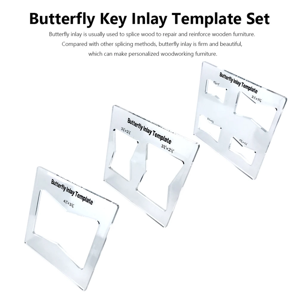 Butterfly Inlay Template Professional Decorative And Router Templates Transparent Wooden Joint Marking Ruler Set For Woodworking