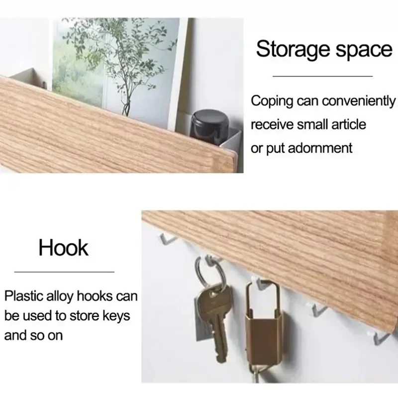 

Novel Wall-Mounted Wooden Decorative Wall Rack Sundries Storage Box Hanger Organizer Key Rack Wooden Wall Rack B