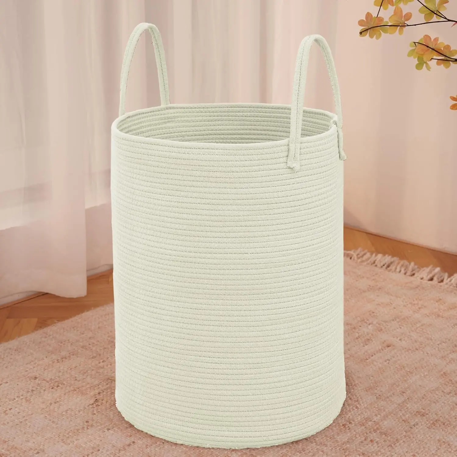 

Large Woven Laundry Basket Hamper,60L Cotton Rope Storage Bin for Blankets,Toys and Clothes