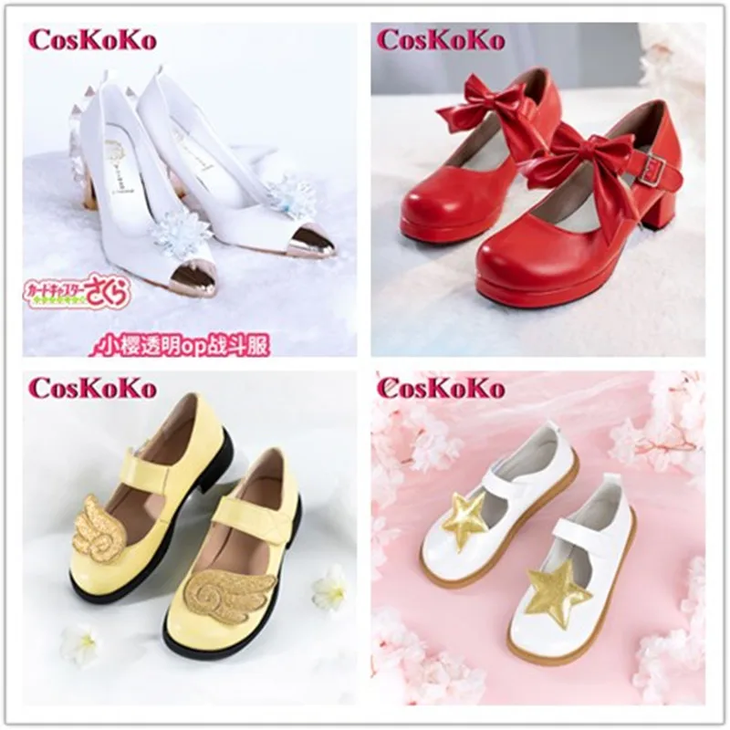 CosKoKo Kinomoto Sakura Shoes Cosplay Anime Cardcaptor Sakura Fashion Flat Kitten Heels Halloween Party Role Play Accessories