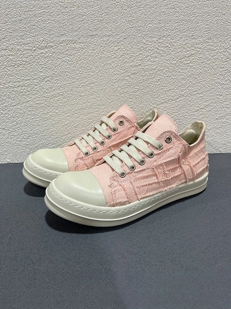 Autumn Women Retro Lace-Up Canvas Shoes Height Increasing Casual Shoes Pumps Round Toe Patchwork Heels Shoes Footwear Hot Sale
