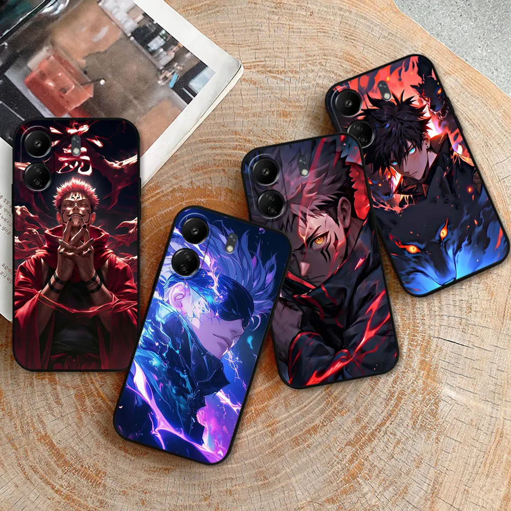 Cool Jujutsu Kaisen Anime Phone Case For Redmi 14C 13C 12 12C 10 10C 9 9A 9C 8 8A 7A A2Plus A1 K60 K40 Ultra Pro 5G Black Cover