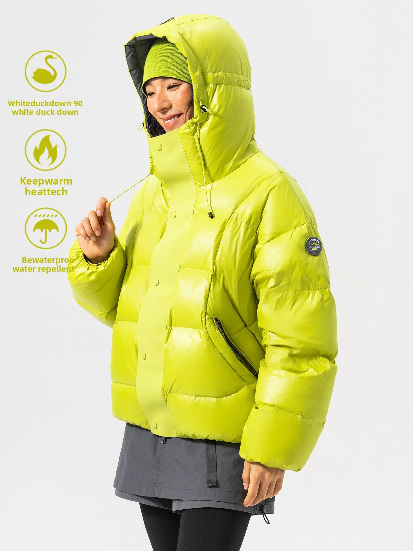 

ex Thiened Outdoor down Jaet Hooded White Du Feather Windproof Water-resistant Winter Coat for Couples Youth Faion