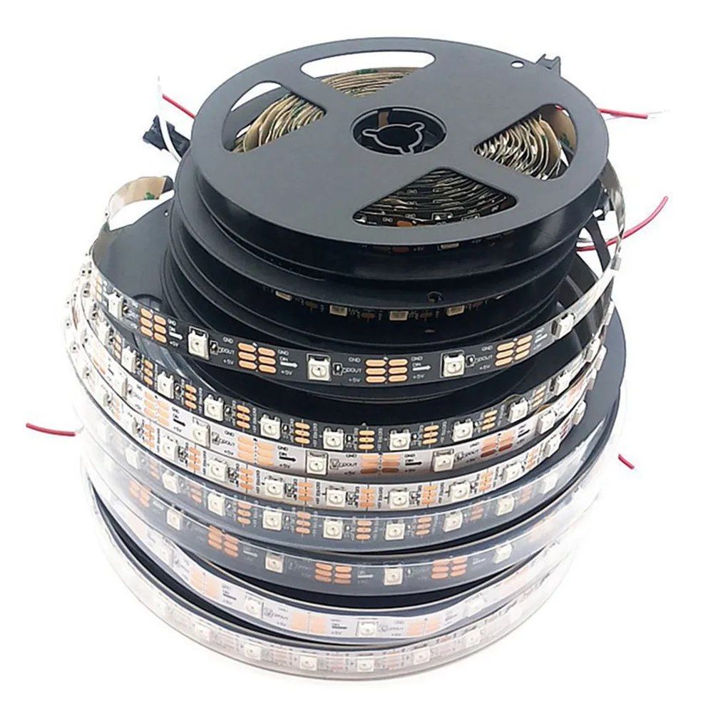 

Светодиодная Пиксельная лента ws2812b ws2811ic, 5 в постоянного тока, 1 м/5 м, Rgb лента 5050 Smd с индивидуальной адресацией, 30/60/144/м, черная/Белая светодиодная Пиксельная плата