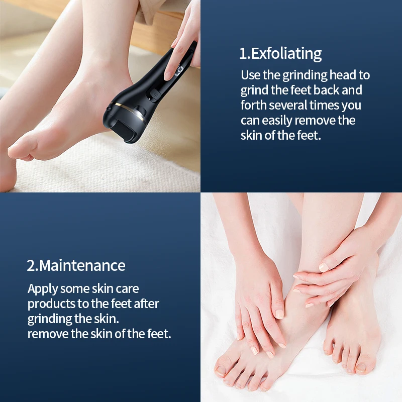 USB Powered Electric Foot Grinder Callus Remover Rechargeable with Adjustable Speeds for Men & Women's Pedicure Care