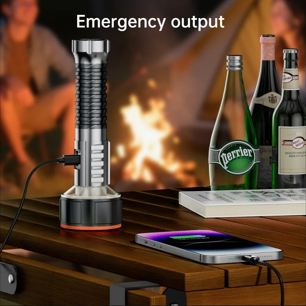 High-power Long Endurance Flashlight USB Charging Waterproof Aluminum Alloy Torch Outdoor Camping Lantern Emergency Output