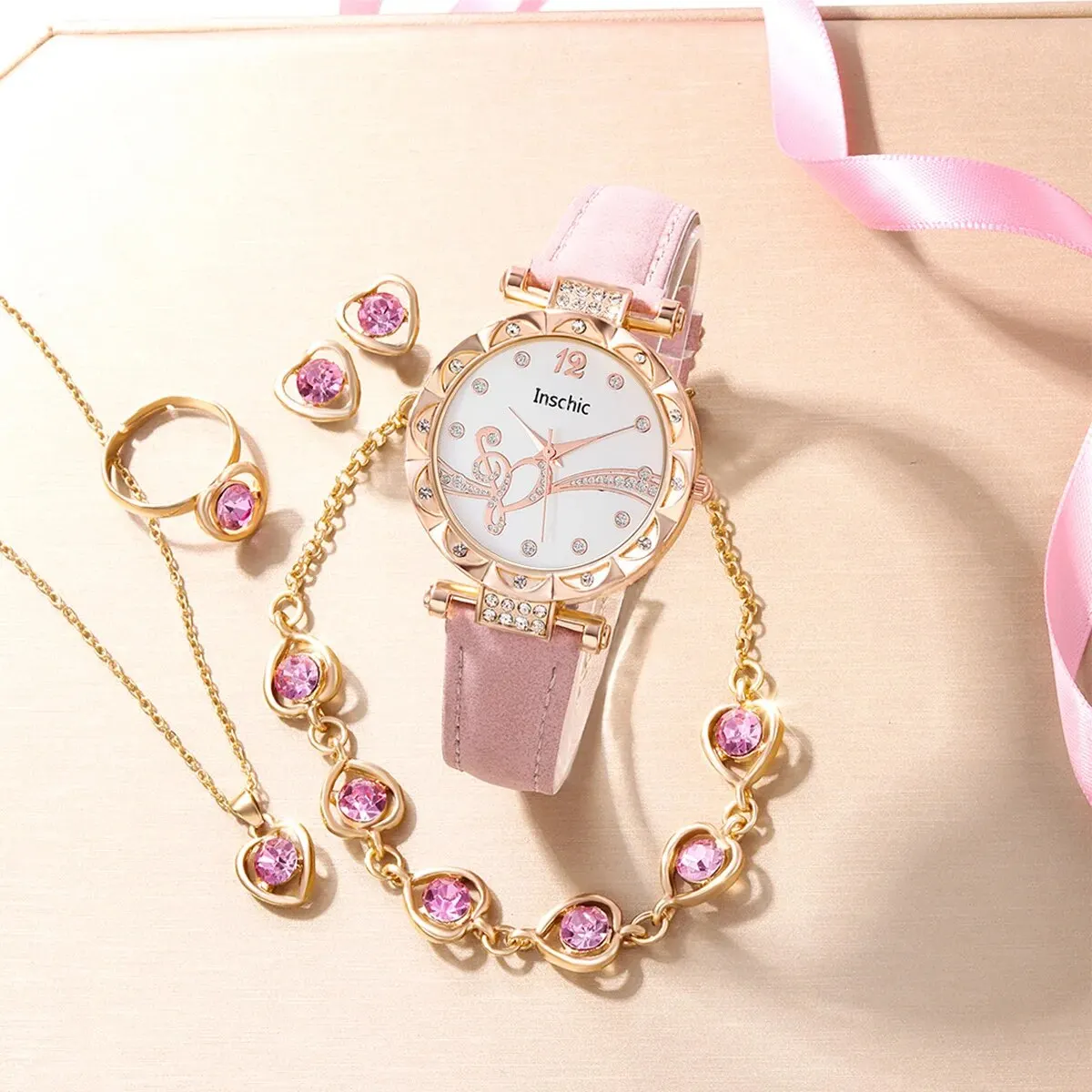 Rhinestone Personalized Cute Casual Girls' Watch 6-piece Set