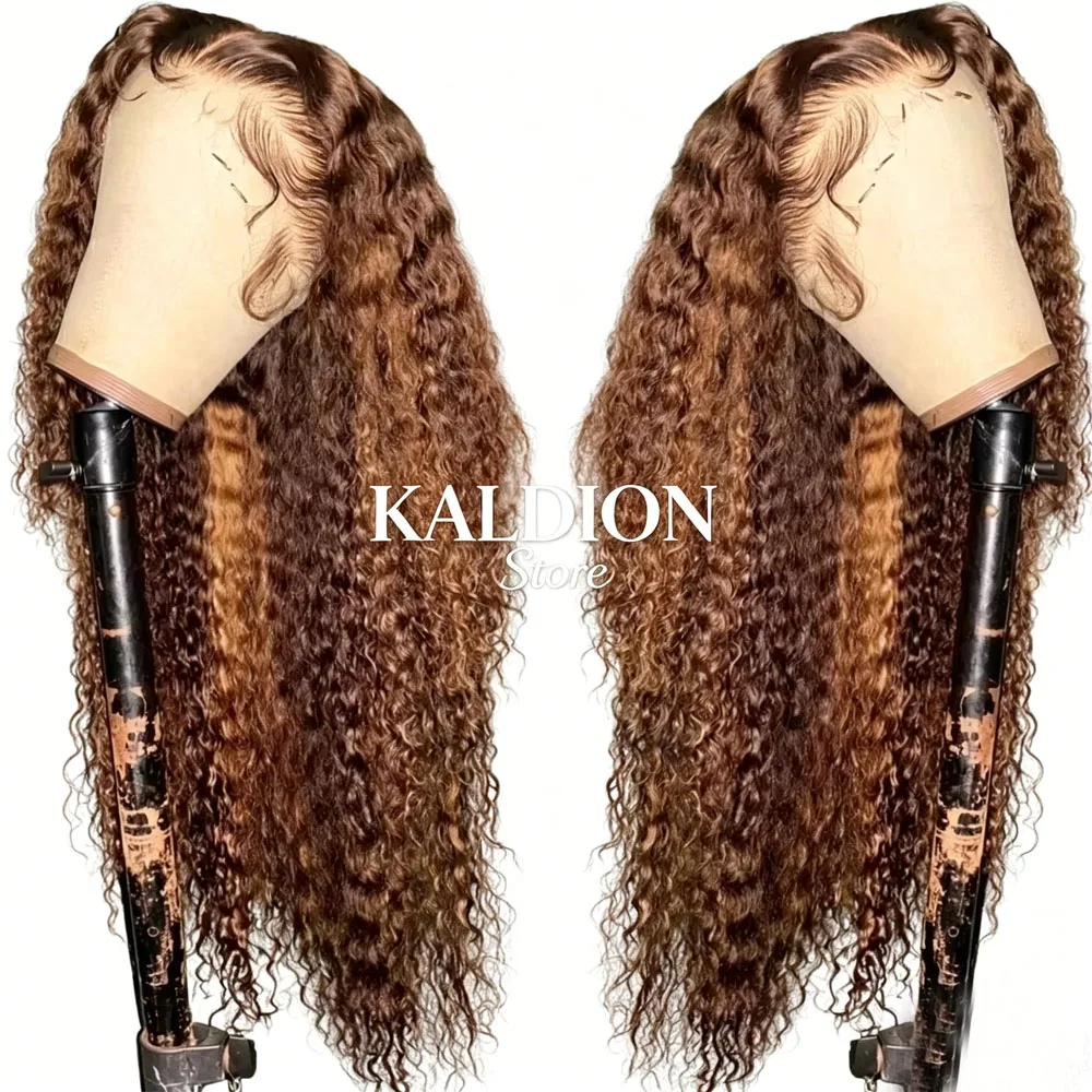 highlight 13x6 HD lace frontal wig human hair Curly Wig HD Deep Wave Lace Frontal Wig 4/27 Colored Wigs PrePlucked Quality
