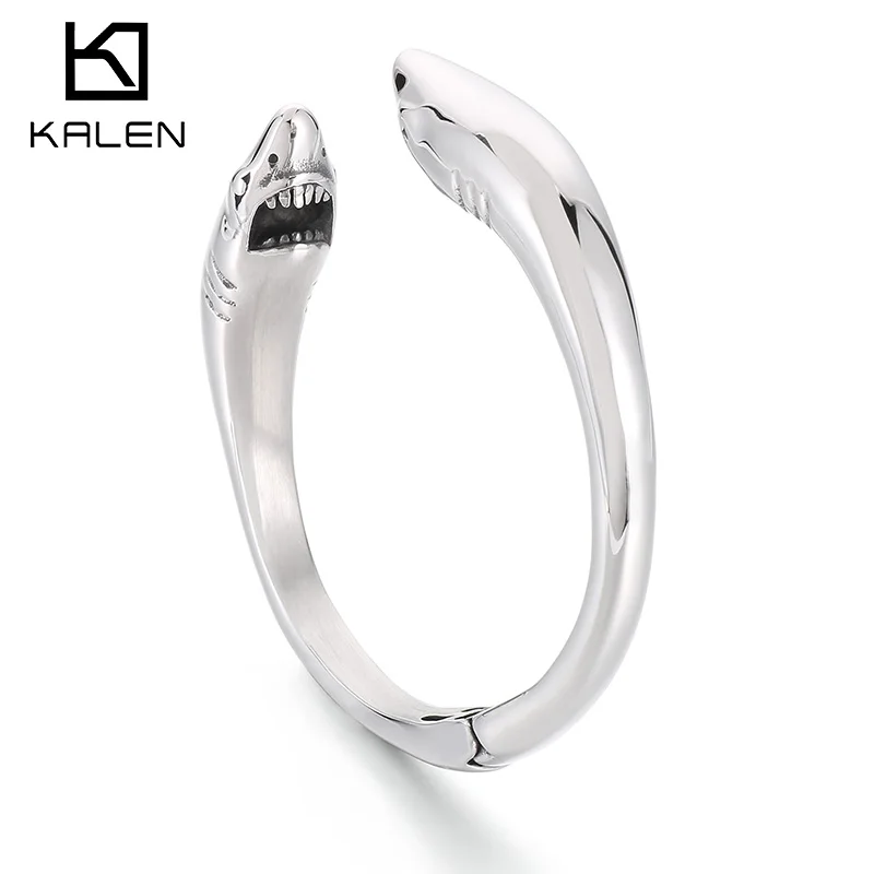 

KALEN Punk Men's Stainless Steel Shark Opening Bracelet Bangles For Hand Jewelry Gift