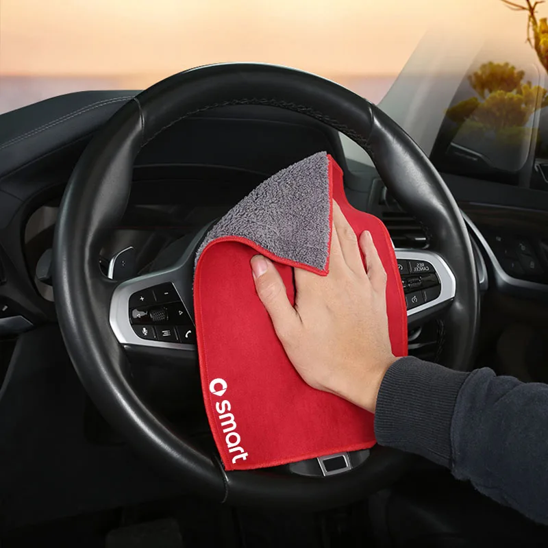 Microfiber Towel Car Logo Cleaning Cloth Car Wash Accessories For Smart Fortwo Forfour Forjeremy Forvision 451 Brabus Roadster