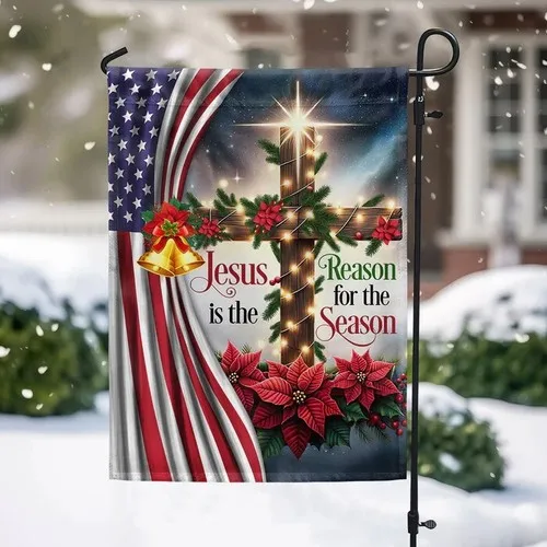 Jesus Christ Christmas Flag Jesus Is The Reason For The Season Flag Graden Flag RRM LLP LLX uui