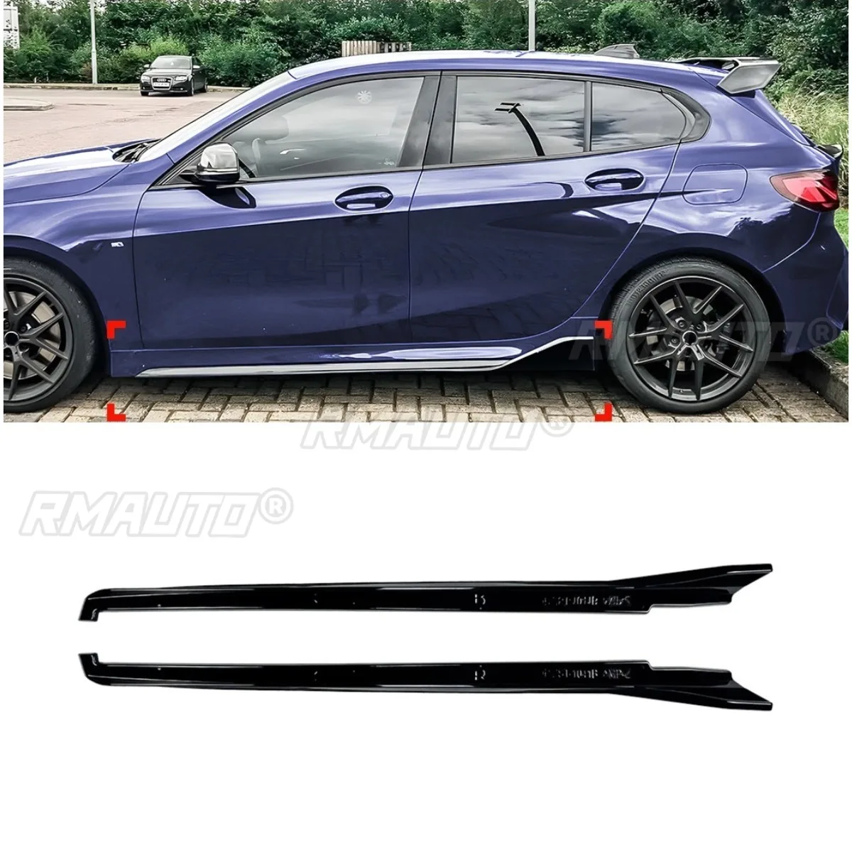 لسيارات BMW 1 Series F40 CarCar تنورة جانبية تنورة الشفاه مجموعة أدوات حماية سبويلر لسيارات BMW 1 Series F40 M Sport 2019-2024 ملحقات السيارة