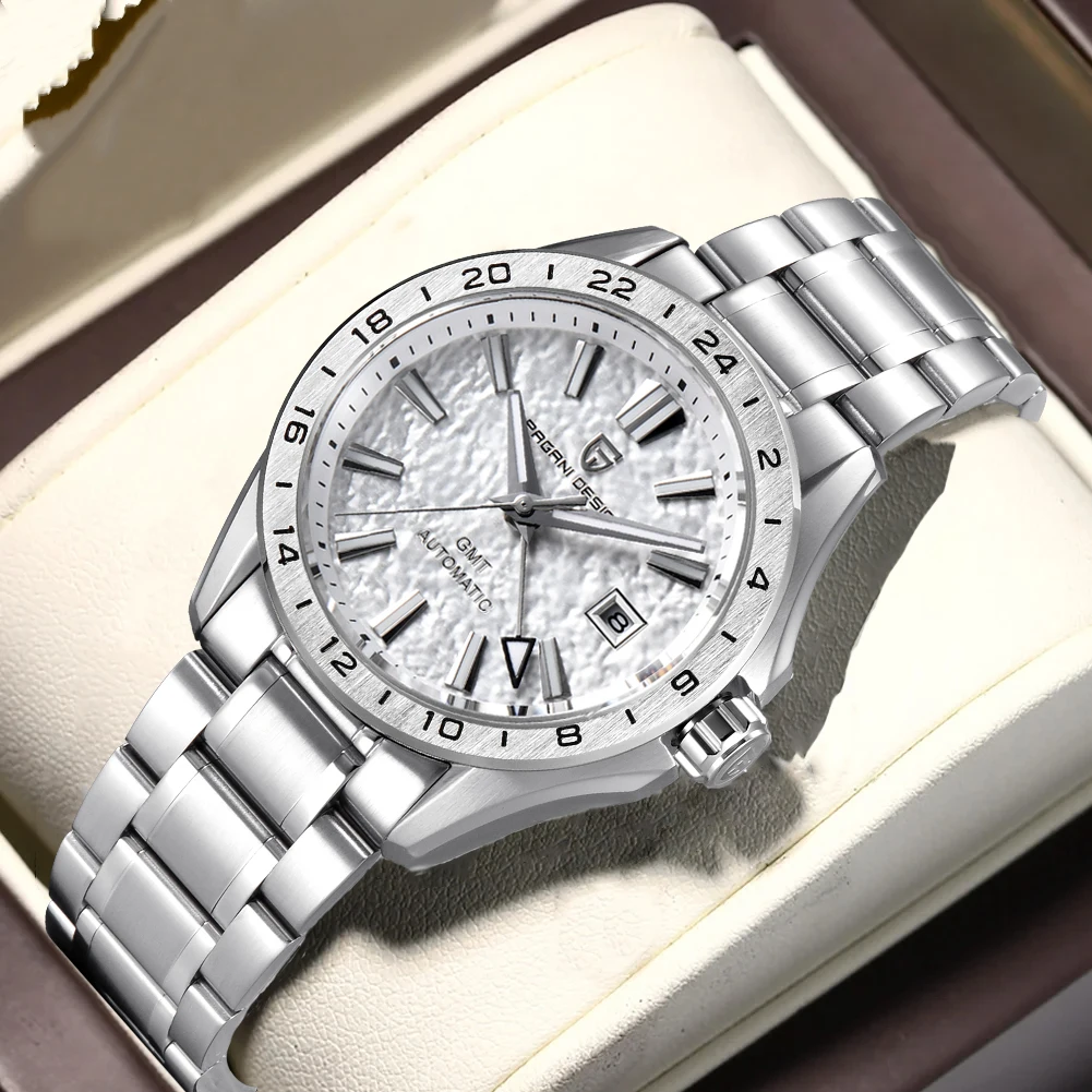 PAGANI DESIGN New 40mm Desert Texture Luxury Men Business Dress GMT Watch Automatic Mechanical Waterproof 100m LuminousPD-1792