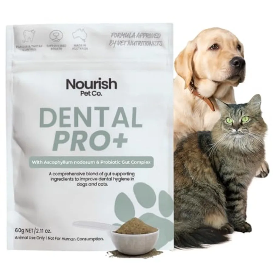 

Nourish Pet Co. Dental Pro+ Pet Dental Powder Cat and Dog Teeth Cleaning Powder Breath Freshener Fights Plaque and Tartar Natur