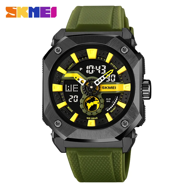 

SKMEI 3Time Countdown LED Light Waterproof Dual Display Digital Sport Watches Men Date Alarm New Fashion Wristwatch reloj hombre