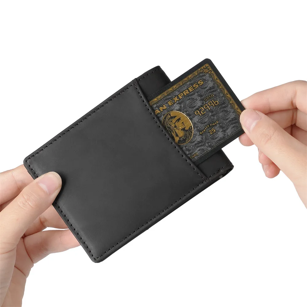 1162 Men's Bifold Short Leather Retro Wallet, Cowhide Crazy Horse Leather Wallet, Casual Portable Card Bag