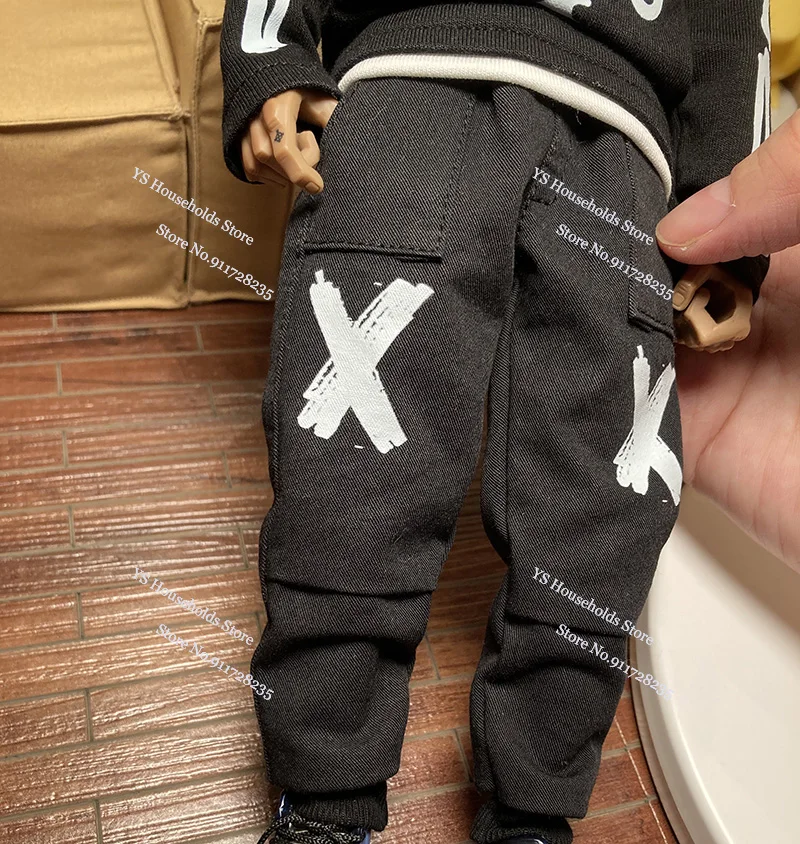 1/6 Trendy Action Figure Skull Print Sweatshirt Green Stripe Sweater Coat Top Casual Jeans Sport Pants Clothes Toys For 12" Body