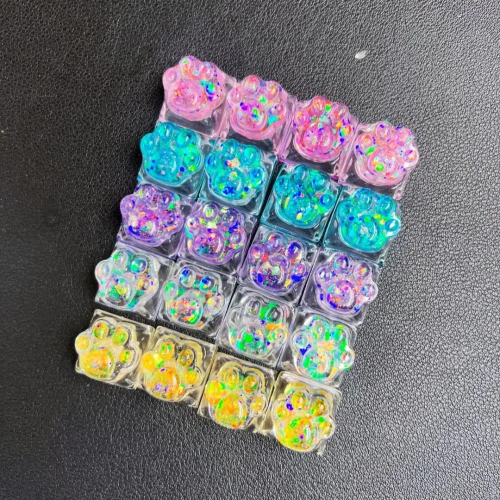 Transparent Cat's Paw Shaped Keycaps OEM R4 Height Cute Cat's Paw Keyboard Cap Handmade DIY Mechanical Keyboard Keycap