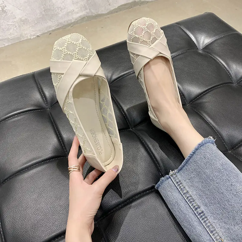 Flats Green Letnie obuwie damskie Cute Kawaii Flat Round Toe Black Shoes For Woman 2024 On Offer Beau Today Chic Point Hot E