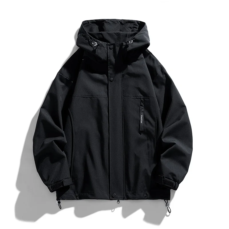 

New Autumn Outdoor Hooded Jackets Men Windbreak Coat Fashion Casual Streetwear Jacket Solid Color Outerwear