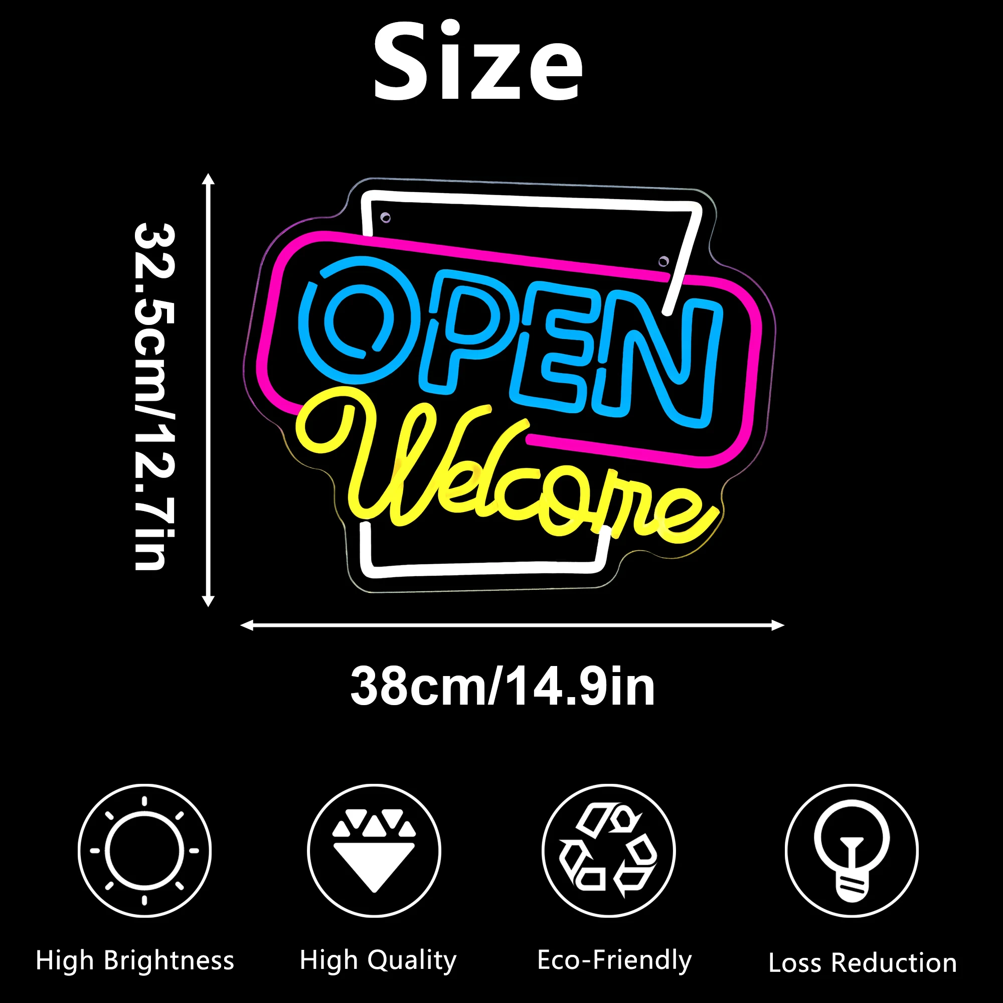 Bem-vindo Open LED Sign, Custom Bar Neon Sign, Shop Neon Sign, Wall Decor