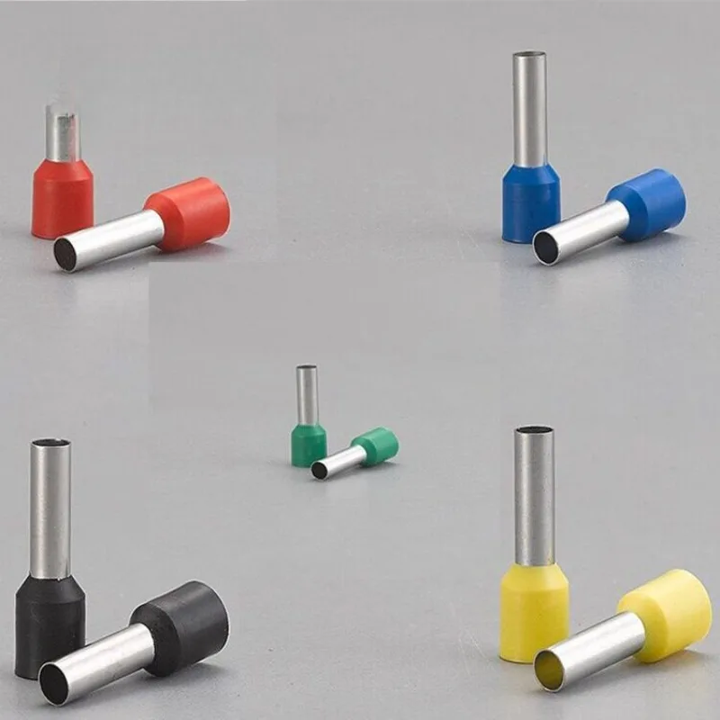 1000PCS  E0208 0308 0508 7508 1008 2508 4009 6012 Pure Copper Cord End Terminals Insulated Tubular Terminals  Ferrule Connectors