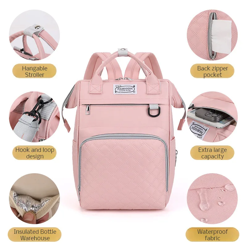 Multipurpose mom fashion shoulder bag portable large capacity baby backpack waterproof mommy bag