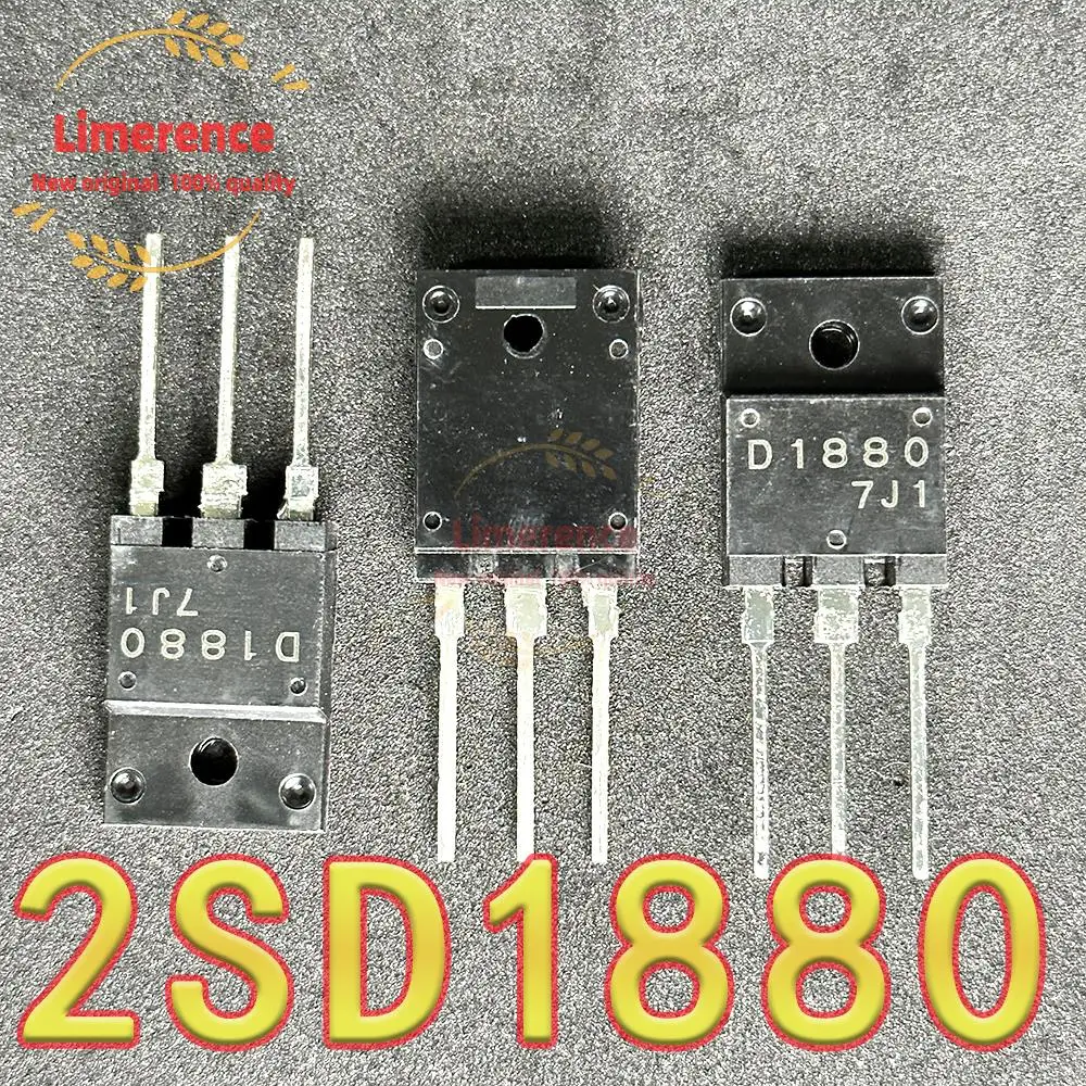 5PCS  2SD1880 D1880  NPN TV line management TO-3PF power tube 1500V 8A