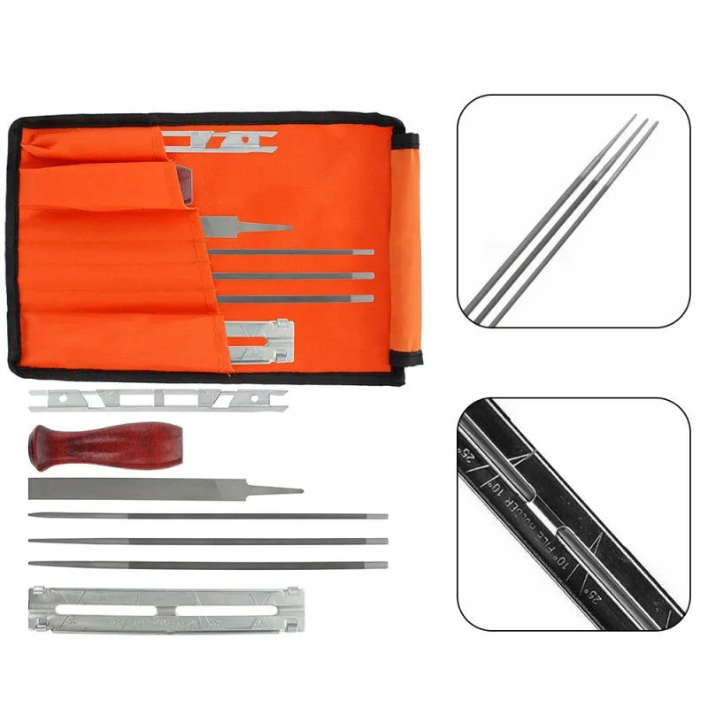 

Chainsaw Chain Sharpener Kit Hardwood Handle Round and Flat File Guide Bar File Sharpener Professional Tools for Woodworking