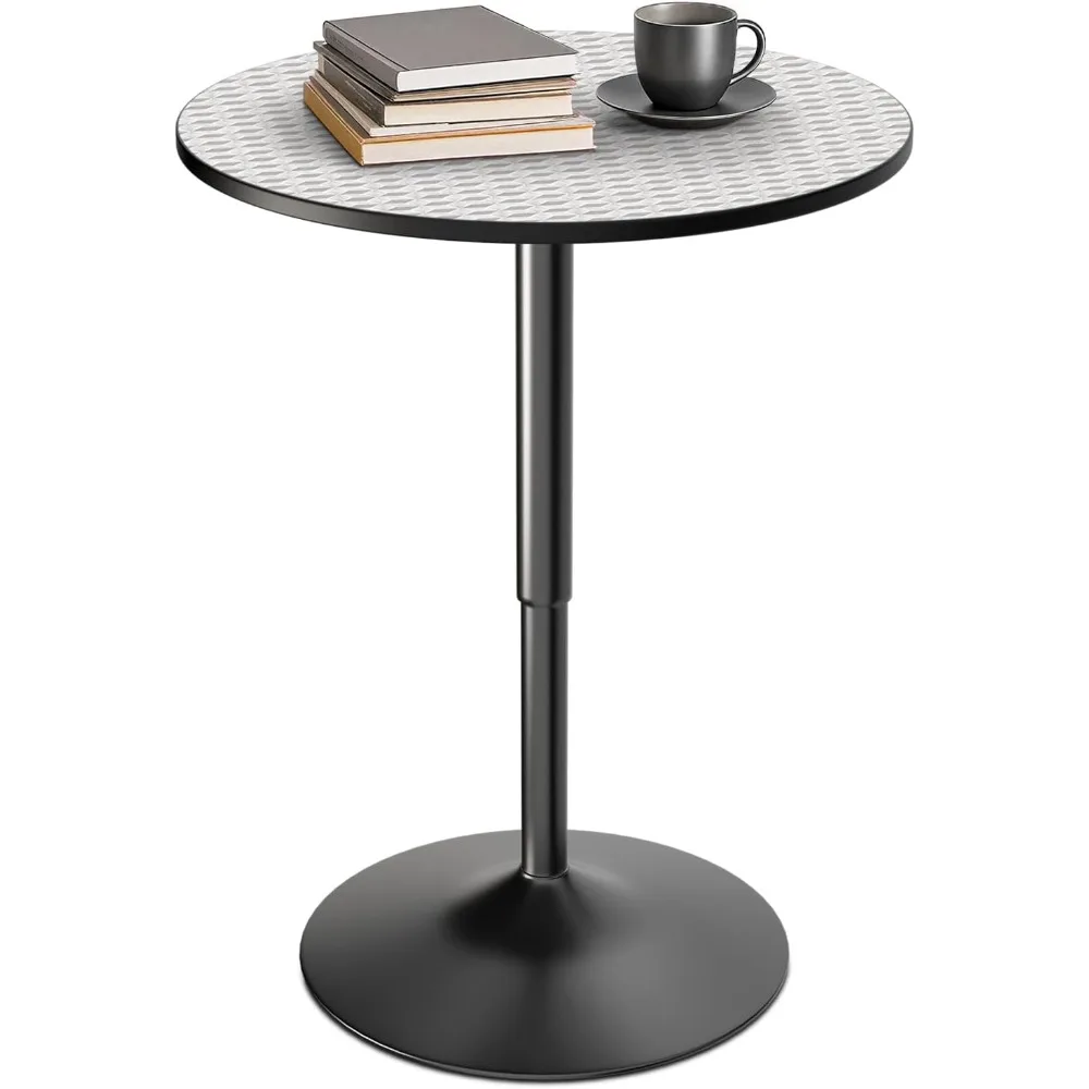 

Round Bar Table,Adjustable Height Pub Table and 360°Swivel Bistro Table, High Top Table with MDF Desktop,Cocktail Table for Bar