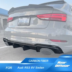 Carbon Fiber Car Rear Bumper Diffuser Lip Spoiler For Audi RS3 8V 2017 - 2019 Rear Bumper Diffuser Lip Spoiler Guard Splitters