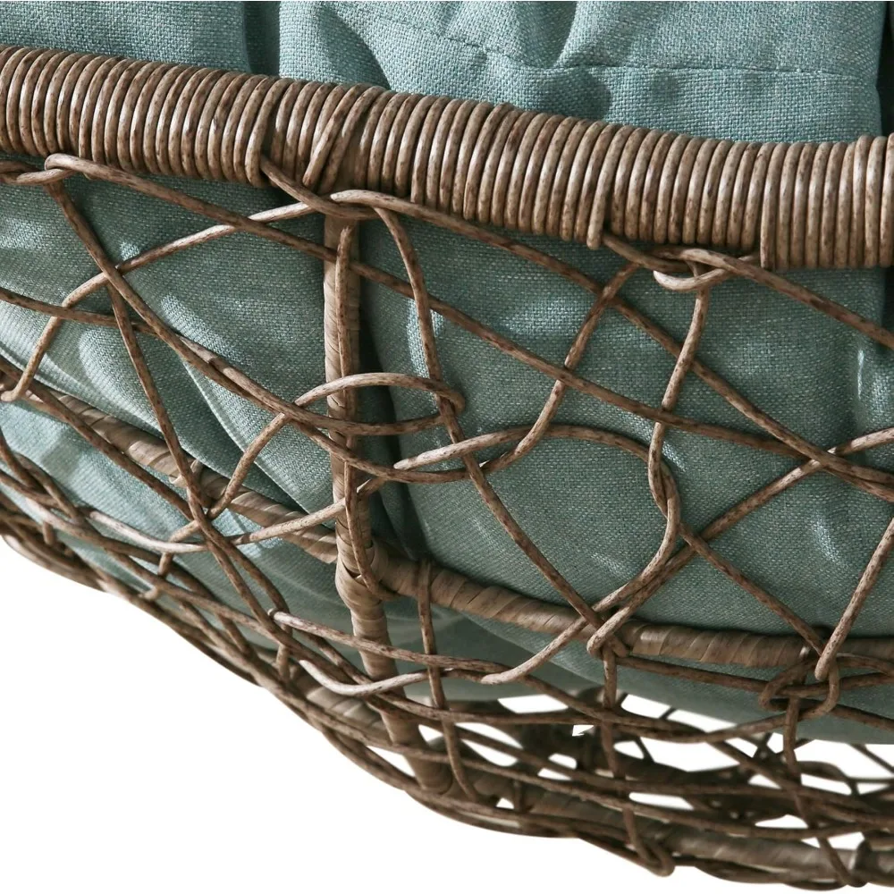 Outdoor Wicker Hanging Chair Swing Patio Hanging Basket Swing Chair with Hanging Steel Chain