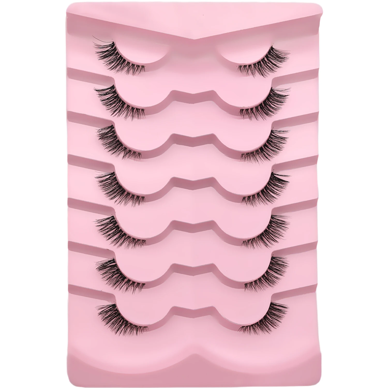7 Paar Cat-Eye-Halbwimpern, natürlicher Look, zarte künstliche Nerzwimpern, weiches, transparentes Band, unsichtbar, leicht, wiederverwendbar, Fox-Eye-Effekt – Detail 6