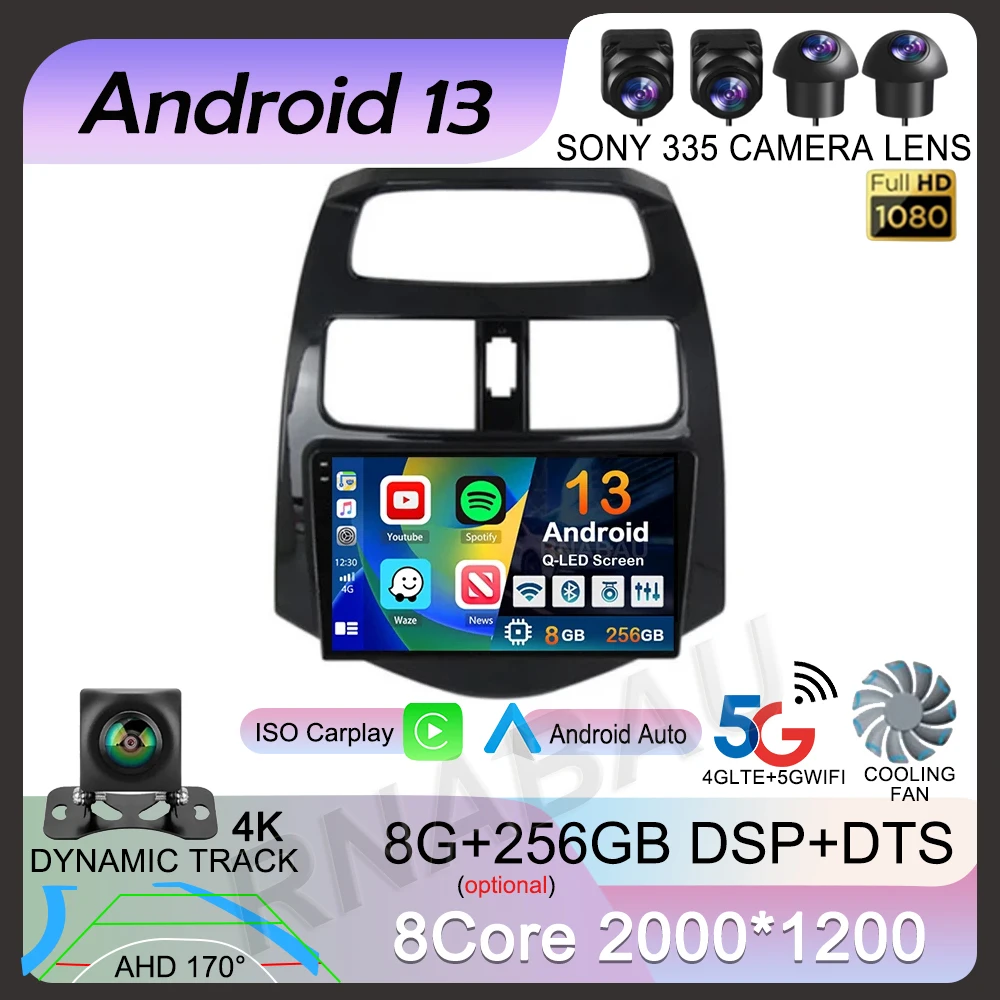 Android 13 Carplay Car Radio For Chevrolet Spark Beat Matiz Creative 2009-2016 Multimedia Video Player Stereo Head Unit 2din DSP