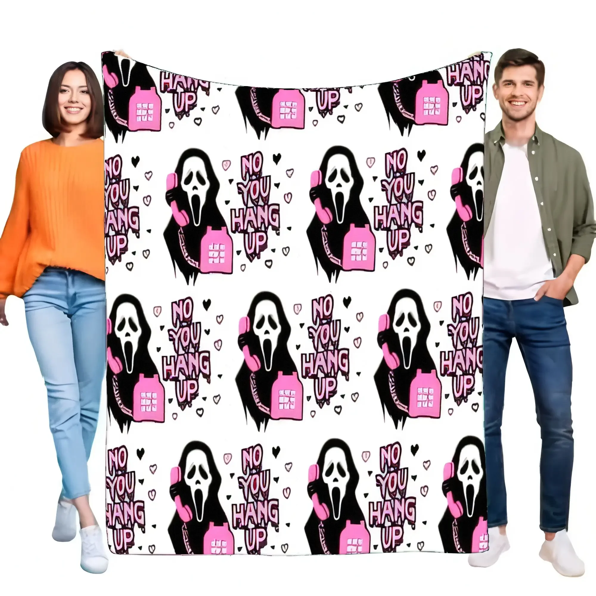 

Ghostface No You Hang Up Scream Blanket Soft Cozy Fleece Throw Pink Phone Horror Movie Fan Bed Sofa Halloween Decor Gifts