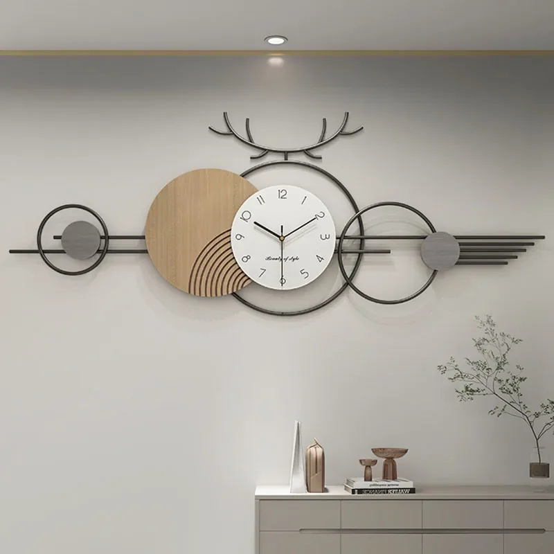 

Long Light Luxury Wall Clock Xxl Personalized Atmosphere Office Upscale Clock Living Room Aesthetic Relogio De Parede Decoration