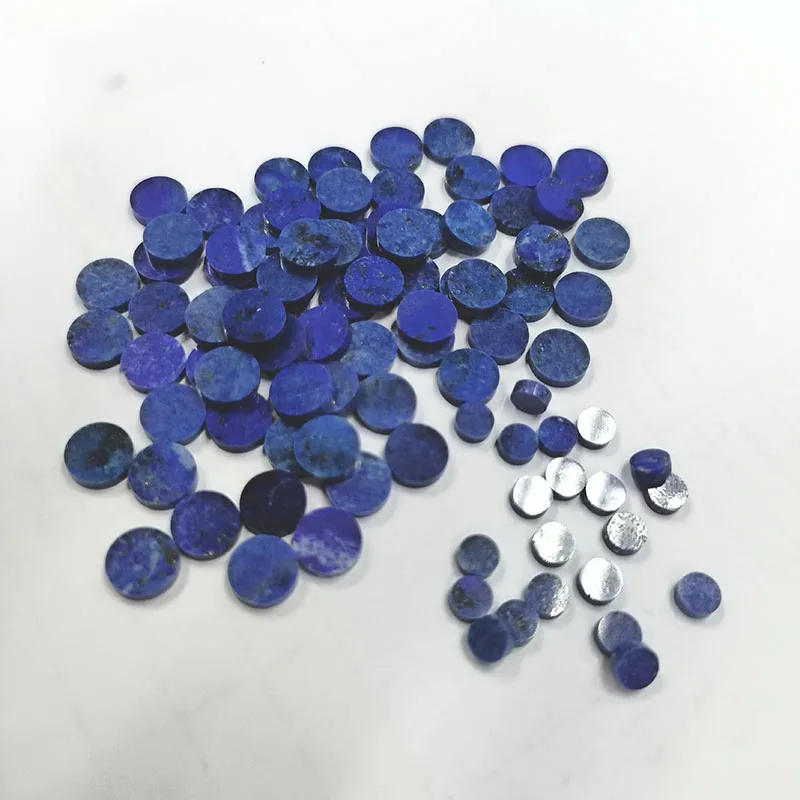 50PCS/Lot Round Coin Shape Natural Stone Lapis Lazuli Gems Double Flat For Jewelry Accessories