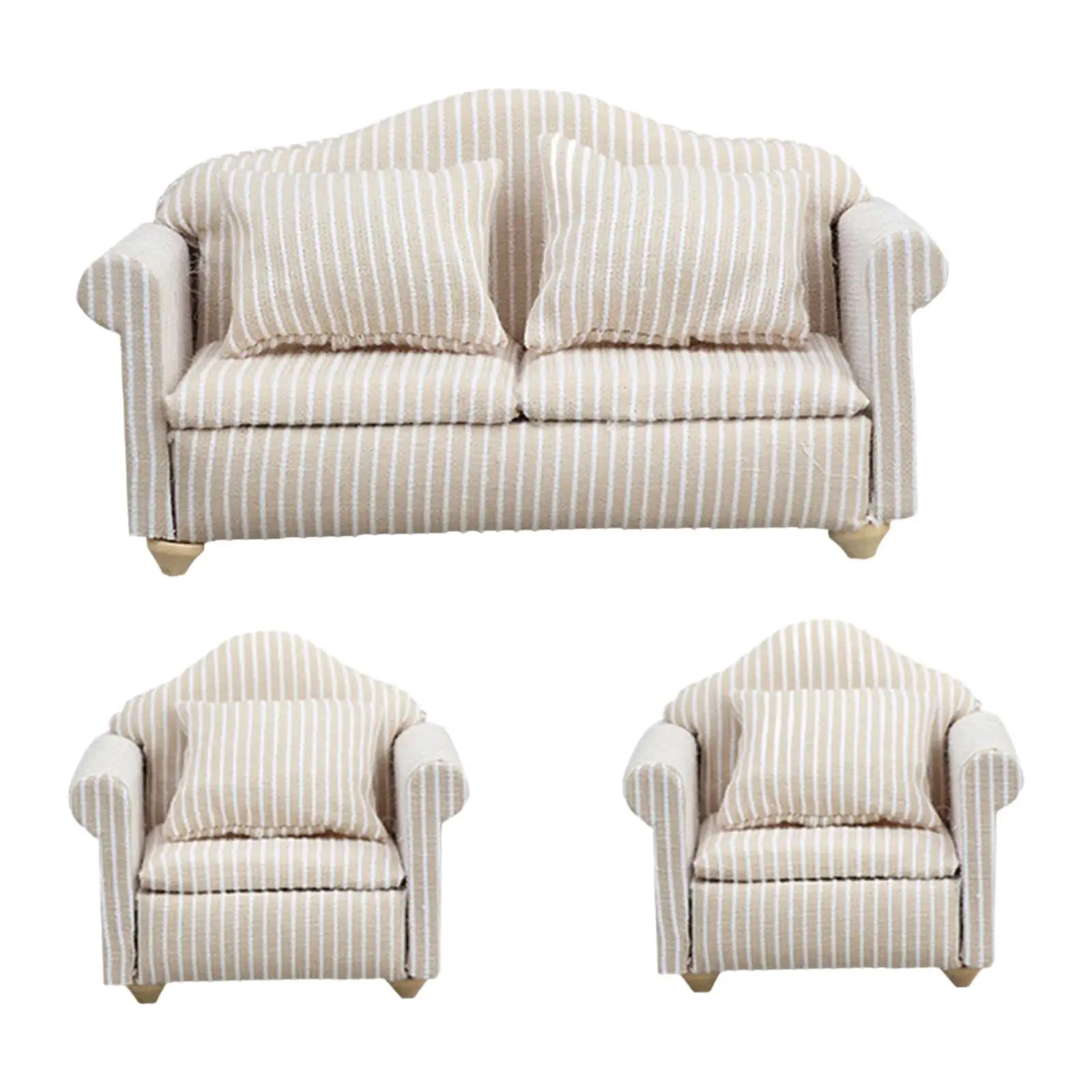 3 stuks 1:12 poppenhuis meubilair bank meubilair model leven scène poppenhuis