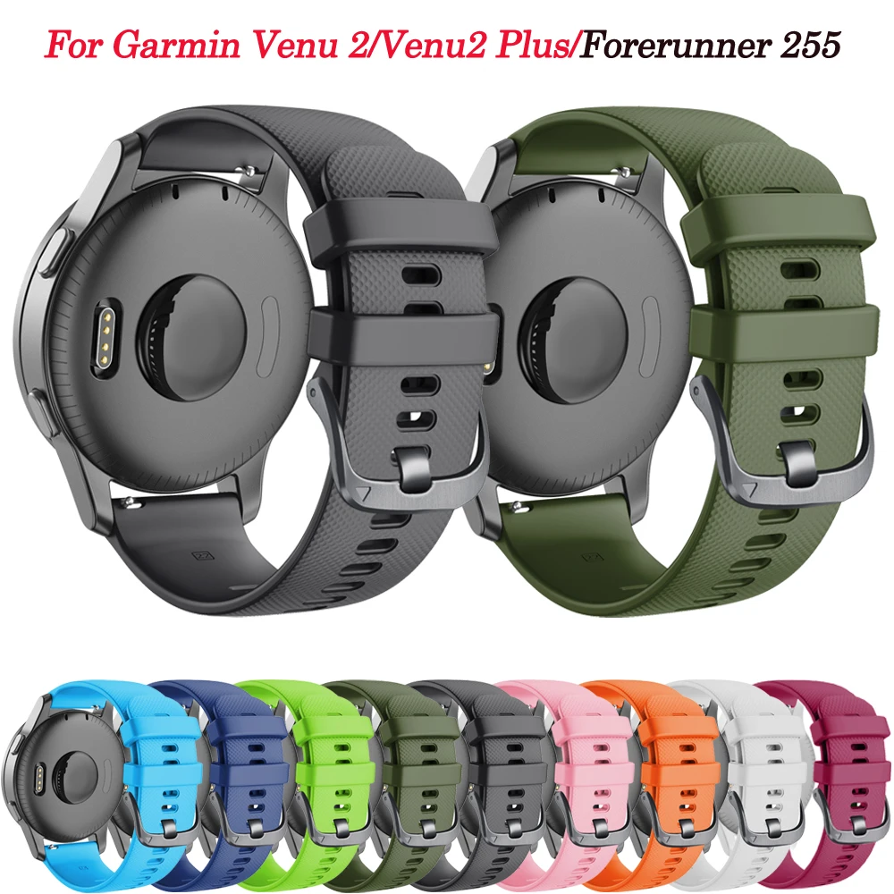 Correa de silicona para reloj inteligente, pulsera deportiva de 20 y 22mm para Venu2 255, Garmin Venu 2 Plus Vivoactive 3 4