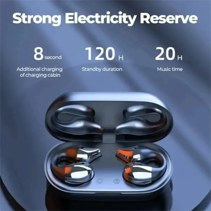 TWS Wireless Headphones Bluetooth 5.2 Bone Conduction Earphones Earclip Design Touch Control LED In Ear Earbuds Sports Headsets image 2